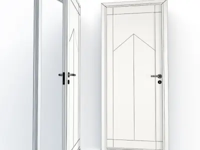 Metallic Door Mon Cabanon and Doorknob 3D model