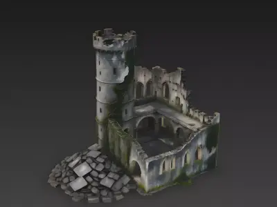 Ancient Castle Ruins 3D Model Low-poly 3D model