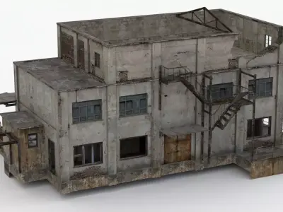 Abandoned Factory Building Low-poly 3D model