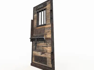 Western Prison Jail Door Low Poly PBR Free Low-poly 3D model