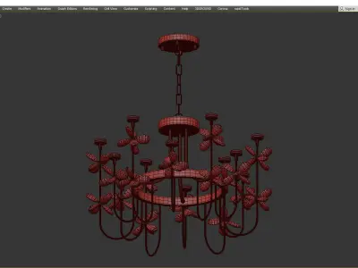 Crystal Flowers Chandelier Low-poly 3D model