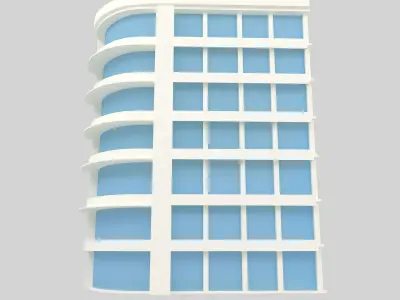 building low poly 4 office with windows Low-poly 3D model