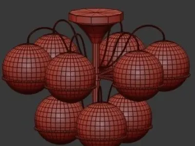 Untitled brass ceiling light with glass globes 3D model