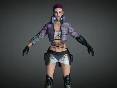 AAA Cyber Punk Female Character 08 Low-poly 3D model