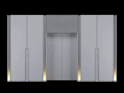 Elevator with marble doors 3D model