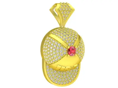 Luxury Hip Hop USA Cap Pave Diamond Pendant 131a 3D print model