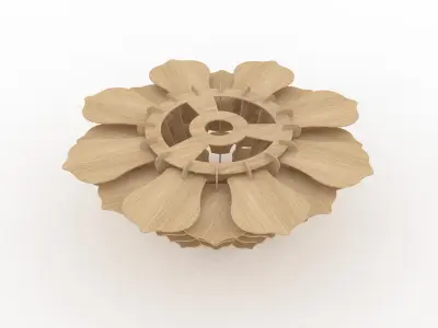 Wooden lamp with stone lotus decoration 3D model