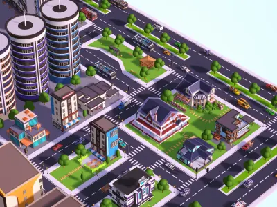 POLYPACK - Low Poly City Pack Low-poly 3D model