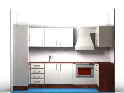 kitchen with cabinets and floor 3D model