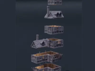 Medieval High House Tabletop Terrain 28 mm 3D print model