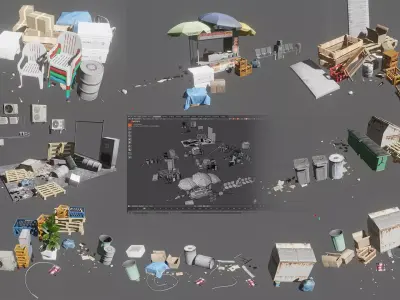 urban street props trash pack Vol1 Low-poly 3D model