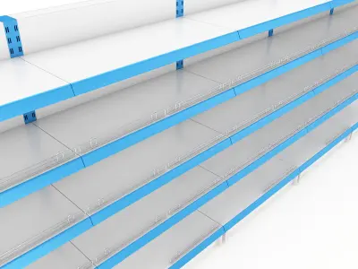 Supermarket Double Shelf Module 3D model