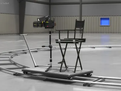  Circular Camera Dolly with Seat and Camcorder 