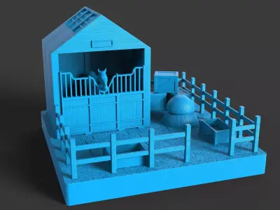 Puzzle horse stable 3D print model