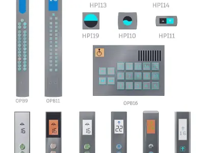 Floor indicators and elevator control panels - Collection 1 3D model