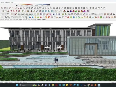 Hotel office building glass facade  3D model