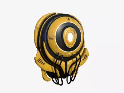 SciFi Backpack D07 Yellow - Fashion Character Design Low-poly 3D model