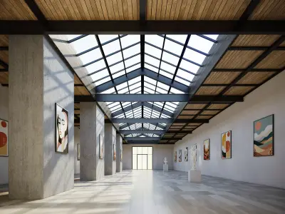 Interior art gallery 05 Low-poly 3D model