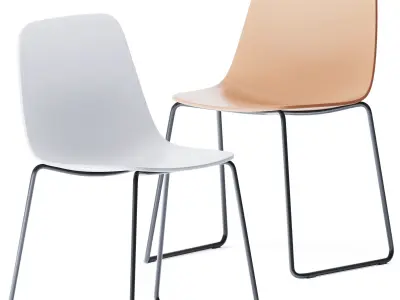 Piper Pedestal Table 800S and Maarten Plastic Chair by Viccarbe 3D model