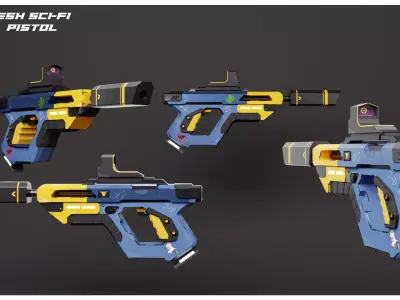 IMESH-SCIFI PISTOL Low-poly 3D model