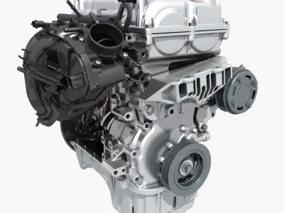  Complete engine and cutaway engine 