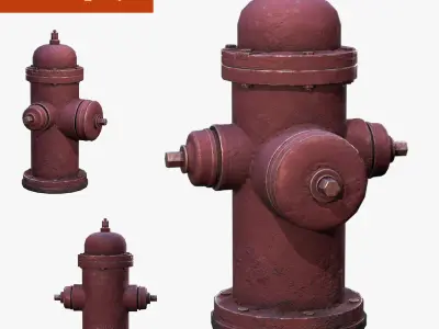 hydrant  Low-poly textured  Low-poly 3D model