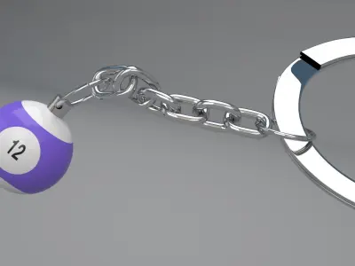 12 Snooker Ball with Keychain 3D model