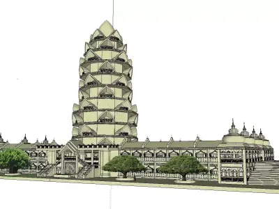 Architecture-Religion-God-Culture-Temple-0269 building with c... 3D model