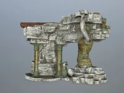 old temple  Low-poly 3D model get