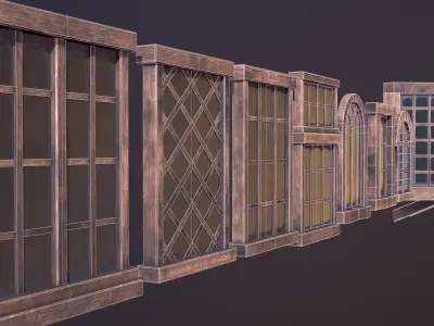Medieval Windows Pack Low-poly Game-ready Low-poly 3D model