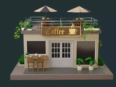 Coffee Cafe Low-poly 3D model