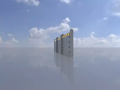 Flood protection made of aluminium that measures 1m x 6m Low-poly 3D model
