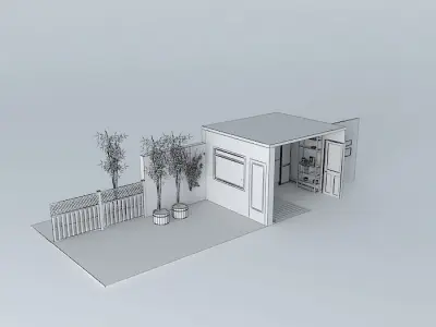 kitchen set house with tree 3D model