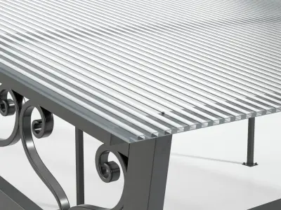 Carport metal structure with glass roof 3D model