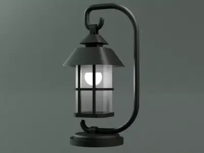 Road Side Street Metal lamp Light Low-poly 3D model