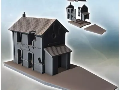 Small railway station with passenger platforms and annex with do 3D print model