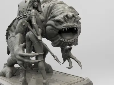 STAR WARS RANCOR TAMER GIRL PIN UP 3D print model