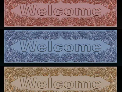 WELCOME ORNAMENTAL CNC SIGN 3D RELIEF MODEL 3D print model