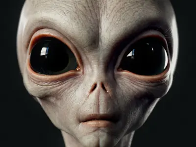 Humanoid Grey Alien - Rigged Low-poly 3D model