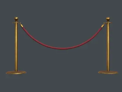 Stanchion and Velvet Rope 3D model