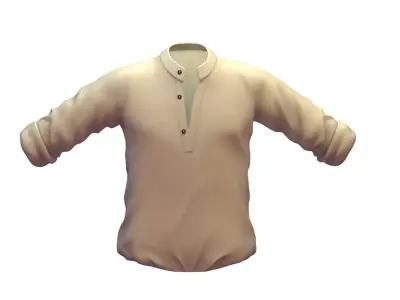 Cartoon High Poly Subdivision Beige Shirt 3D Model Low-poly 3D model