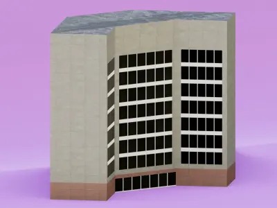 Pack of 4 office building Low-poly 3D model