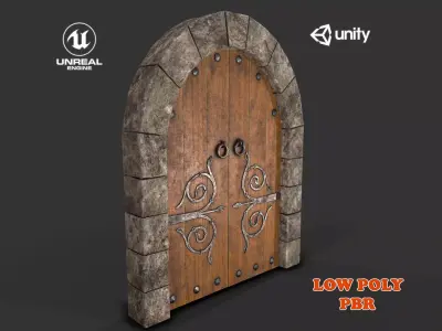 Medieval Door-5 Low-poly 3D model
