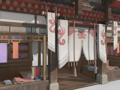 Ancient Asian Architectural Fabric Store 3D model