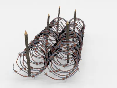 Low Poly Barb Wire Obstacle Low-poly 3D model
