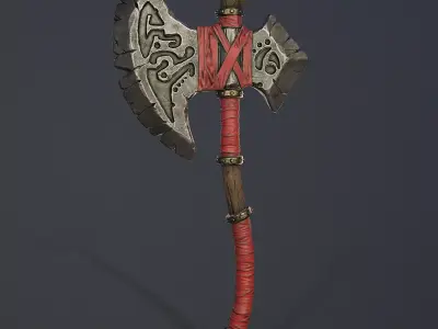 Stylized axe Low-poly 3D model 15