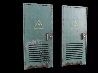 Metal Door PBR Low-poly 3D model