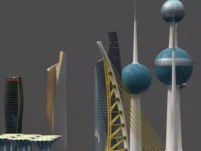 Kuwait Landmark 3D Models Bundle  Modern and Iconic Pack