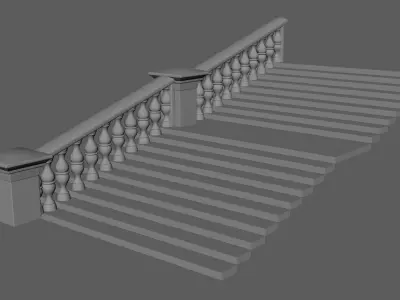 Outdoor railing Low-poly 3D model