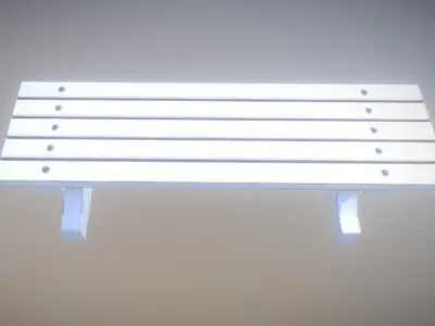 Game Ready Park Bench White Wooden Painted Low-Poly Low-poly 3D model